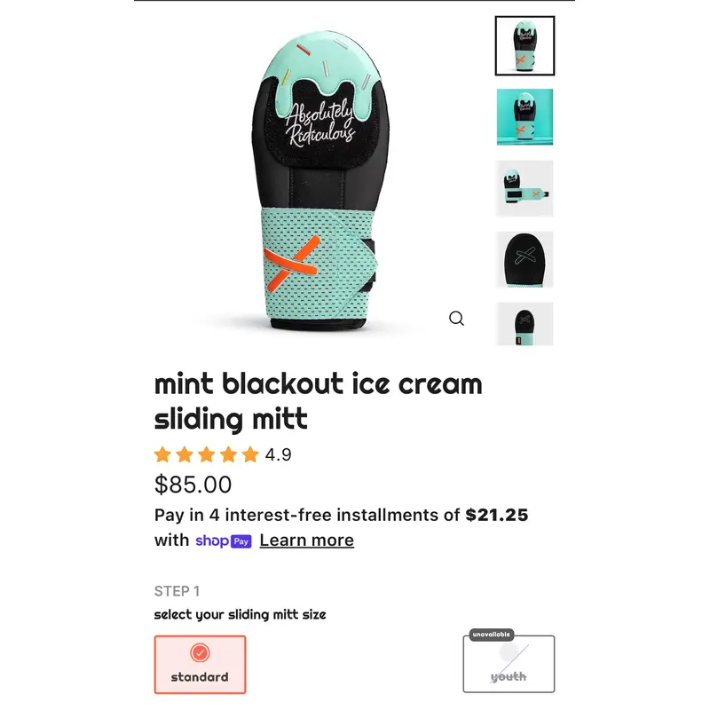 Mint blackout ice cream sliding mitt Sliding Mitt (Used)