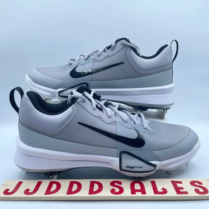 Nike Force Zoom Trout 9 Gray White Metal Baseball Cleats FB2907-002 Mens Sz 9