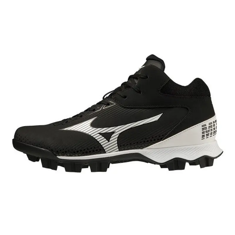 Black Men's Size M 9.0(W 10.0) Adult Mizuno Mid Top Molded Cleats (New)