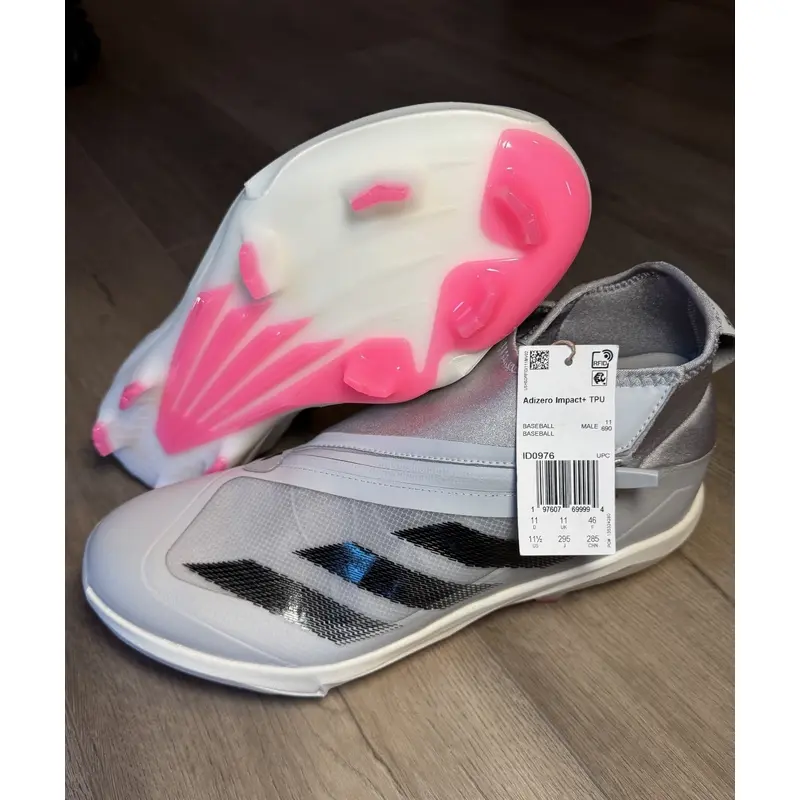 new men's 11.5 Adidas Adizero Impact TPU Grey Black-pink Baseball Cleats ID0976