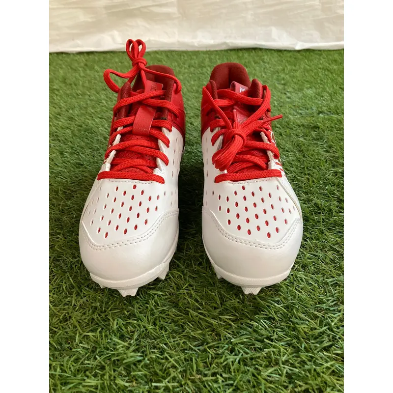 Red Kid's Youth Under Armour Leadoff Mid RM Jr. Molded Cleats 2.5 (New)
