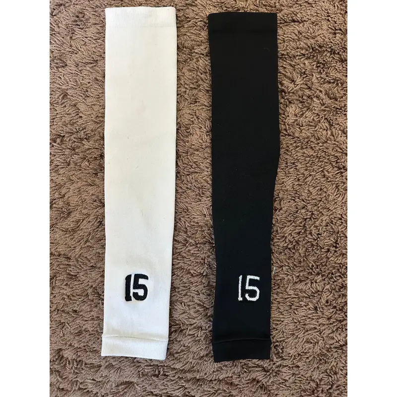Custom Numbered Arm Sleeves Compression Sz L-XL Excellent! #15 Black and White