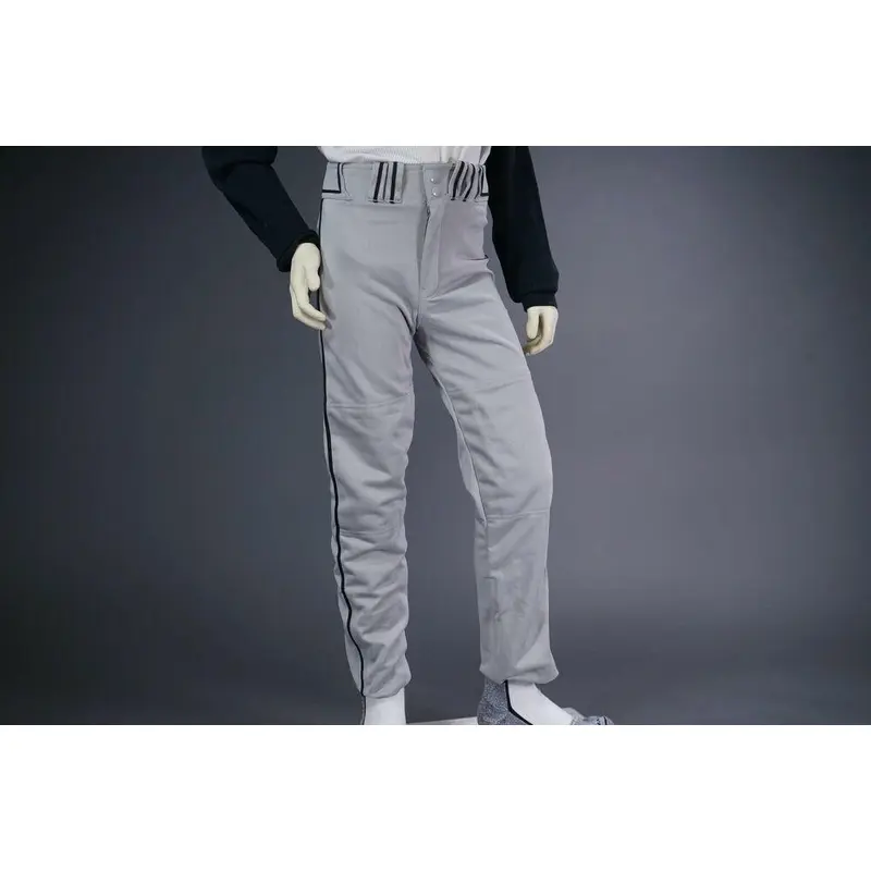 COMBAT PIPED STOCK OPEN BOTTOM BASEBALL/SOFTBALL PANTS, GRAY/BLACK ~ YOUTH XS