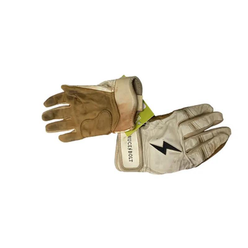 Used BRUCE BOLT BB/SB Batting Gloves White LG 11613-S000164054