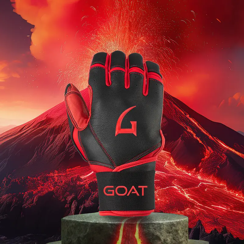 GOAThletic Batting Gloves - Black & RED - ADULT EXTRA LARGE