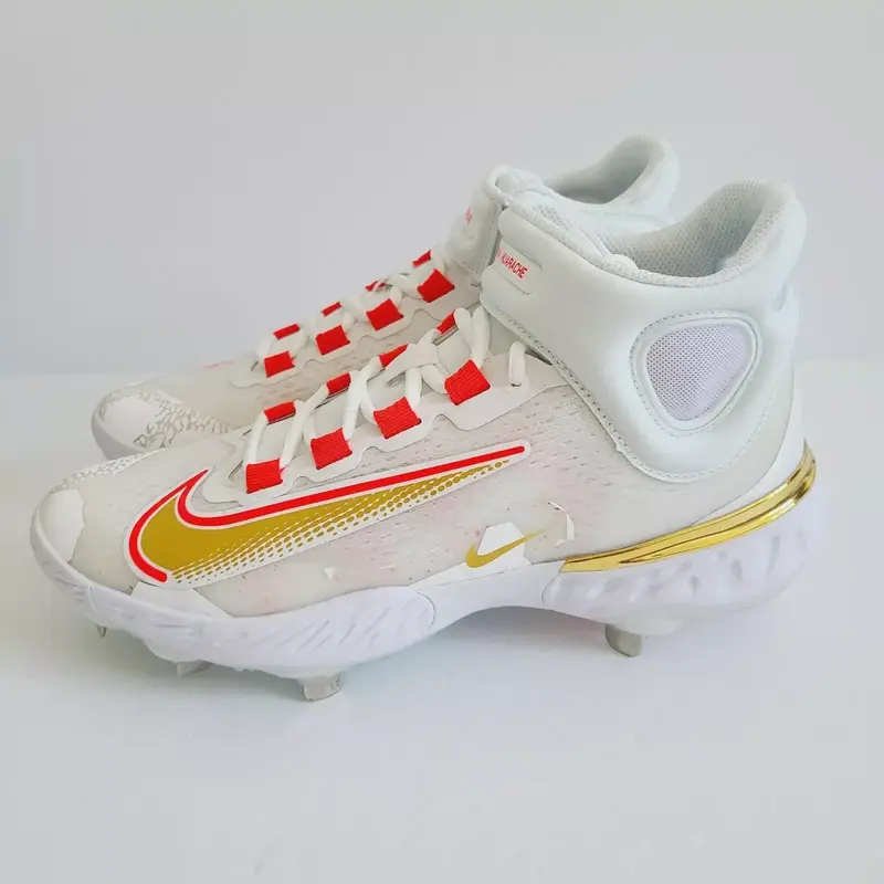 Nike Alpha Huarache Elite 4 Mid Baseball Cleats FD2744-161 Size 8 White Crimson