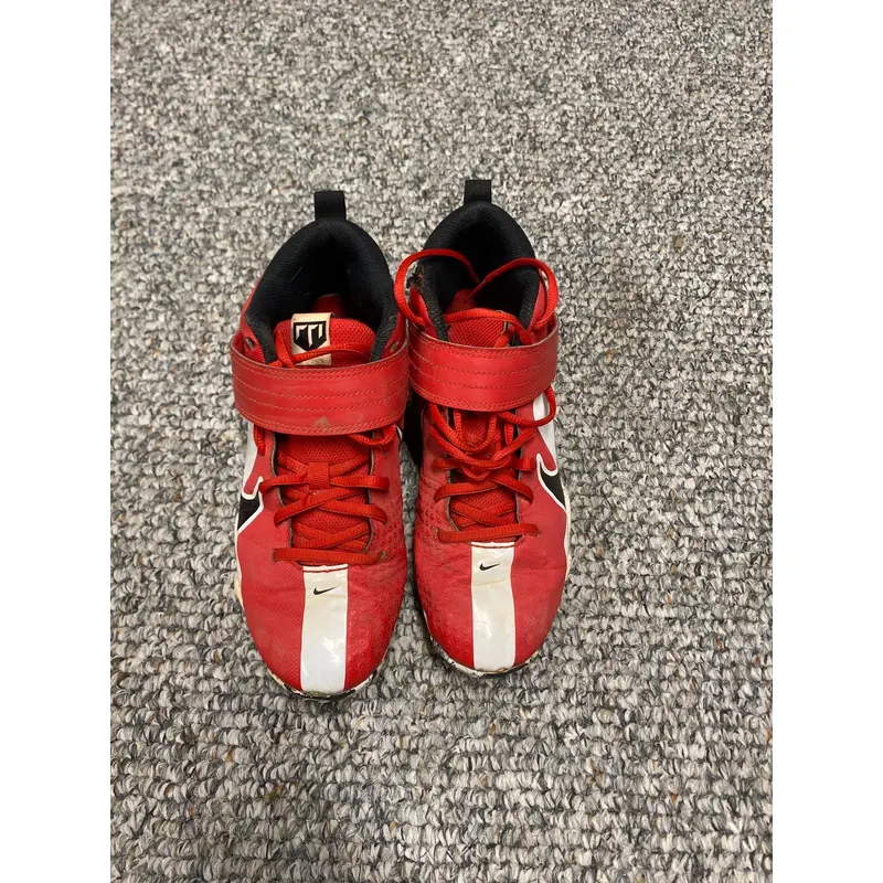 Red Kid's Size M 6.0 (W 7.0) Youth Nike High Top Trout Molded Cleats (Used)