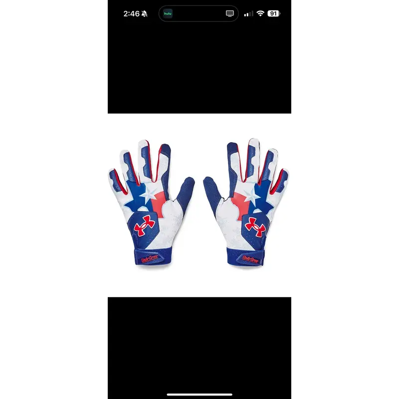 New men's M Texas Flag- Under Armour clean up Batting Gloves