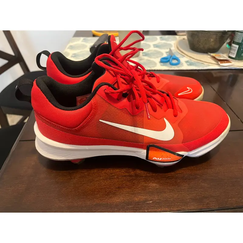 Red Men's Size M 12.0 (W 13.0) Adult Nike Metal Air Zoom Diamond Elite (Used)