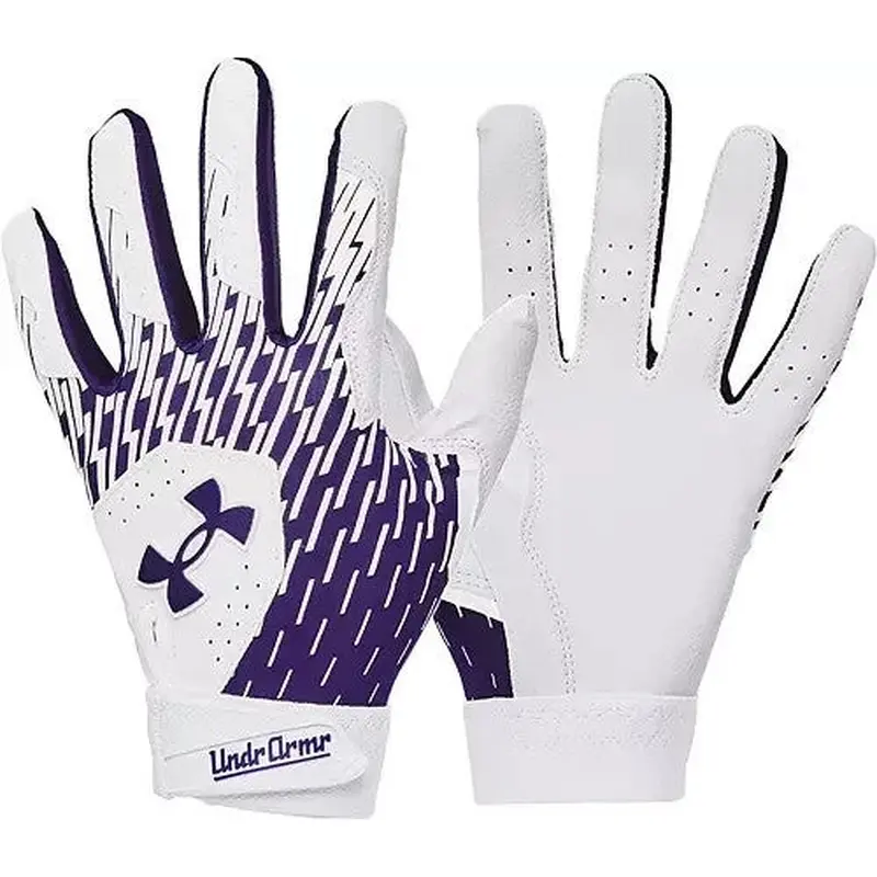 NEW 2025 Under Armour Boys' UA Clean Up Batting Gloves 1378766 Purple / White