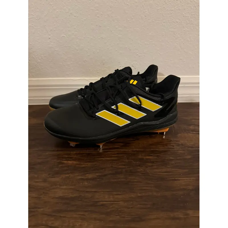 Adidas Adizero Afterburner 8 Black/Yellow Metal Cleats Size 12 H00974
