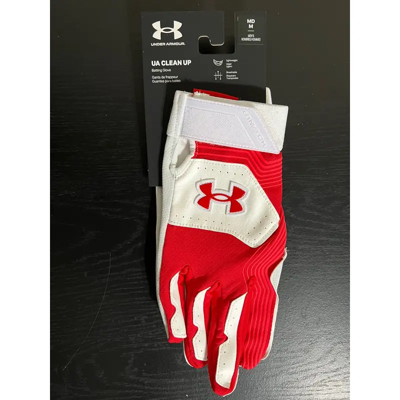 Under Armour UA Clean Up Batting Glove Red White Adult Size Medium