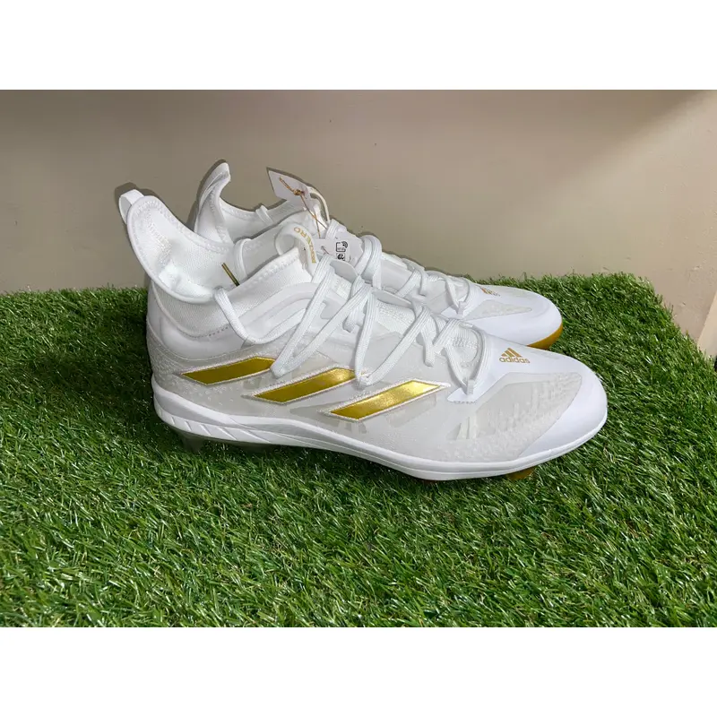 *SOLD* Adidas ADIZERO Afterburner NWV TPU White Gold Baseball Cleats GZ6513 Mens 11.5