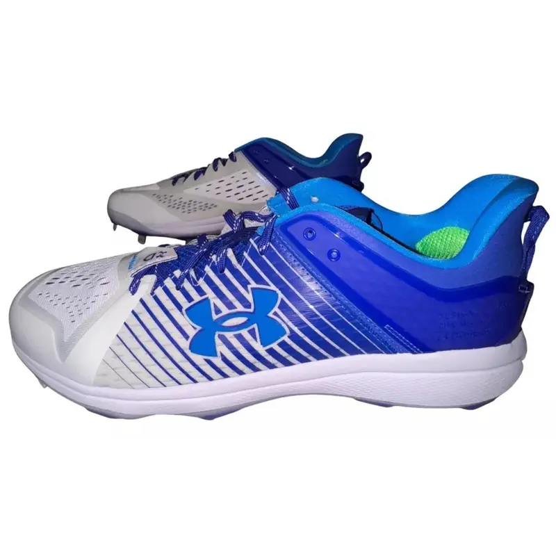 Under Armour Mens Size 15 Blue & White Yard Low MT TPU Baseball Cleats Athletic