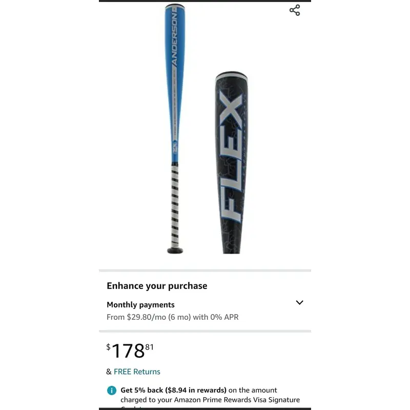 USSSA Anderson FLEX 2 3/4" Super Hot Bat (-10) 21 oz 31"