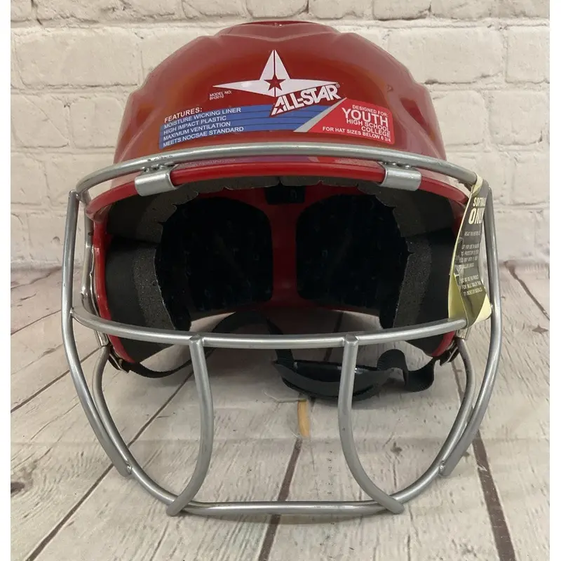 All-Star BH3010 Youth Face-Guard Softball Helmet Gloss Red 5 7/8 - 6 3/4
