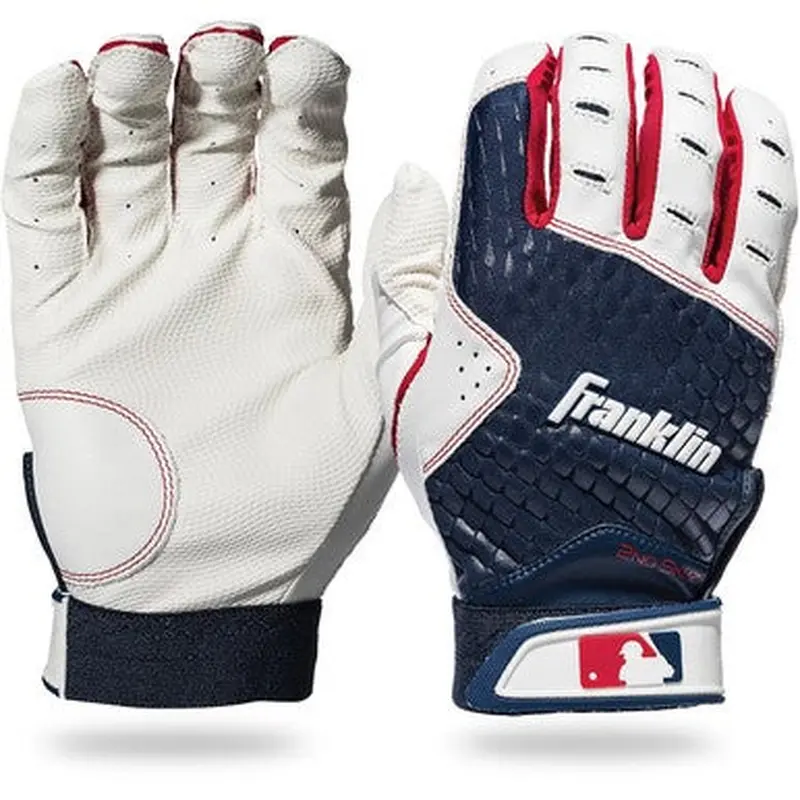 New Franklin 2ND SKINZ BB/SB Batting Gloves White/Red/Navy LG 11347-FRA21701F4