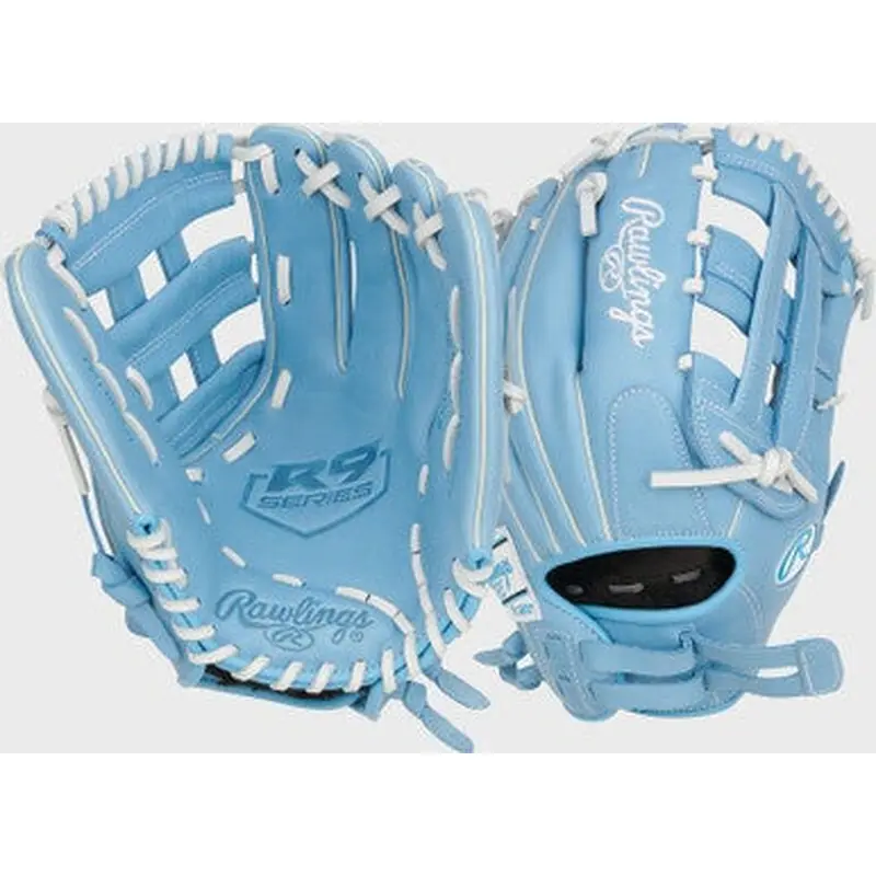 New Rawlings R9 BB/SB Glove RH Throw Carolina Blue 12" 11347-RAWR00704418