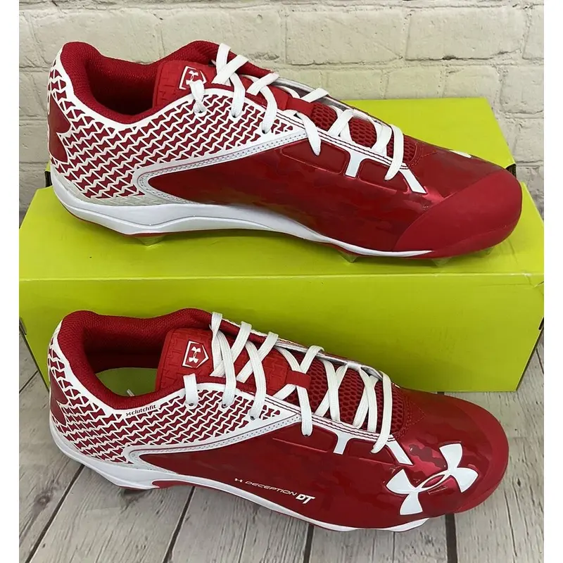 Under Armour 1264165-611 Deception Low DT Men's Baseball Cleats Red White US 13