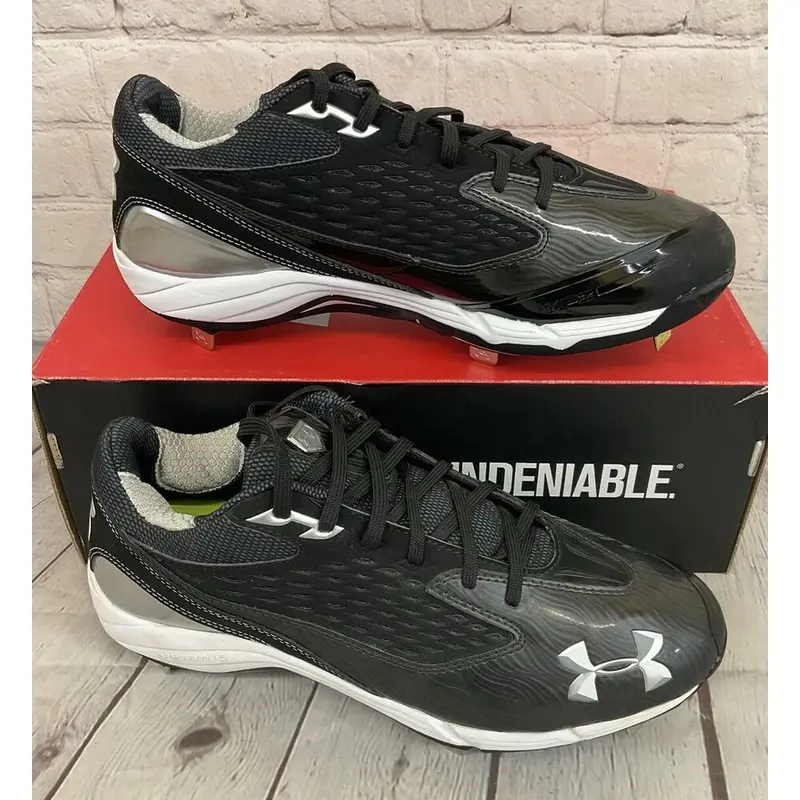 Under Armour Natural II Low Men's Metal Baseball Cleats Black White US Size 10