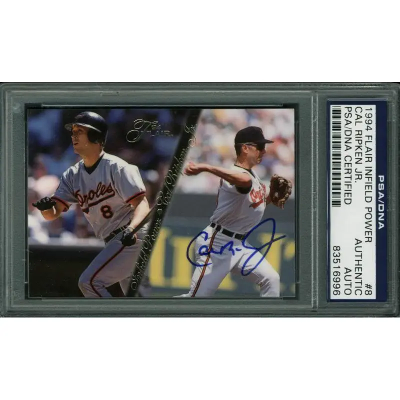 Orioles Cal Ripken Jr. Signed Card 1994 Flair Infield Power #8 PSA/DNA Slabbed
