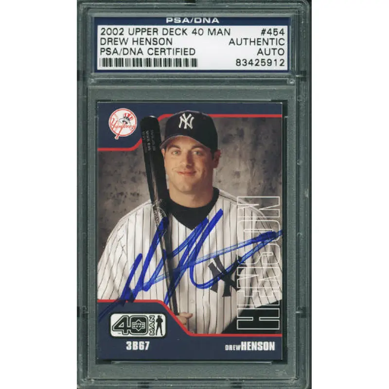 Yankees Drew Henson Authentic Signed Card 2002 Ud Rc 40 Man #454 PSA/DNA Slabbed