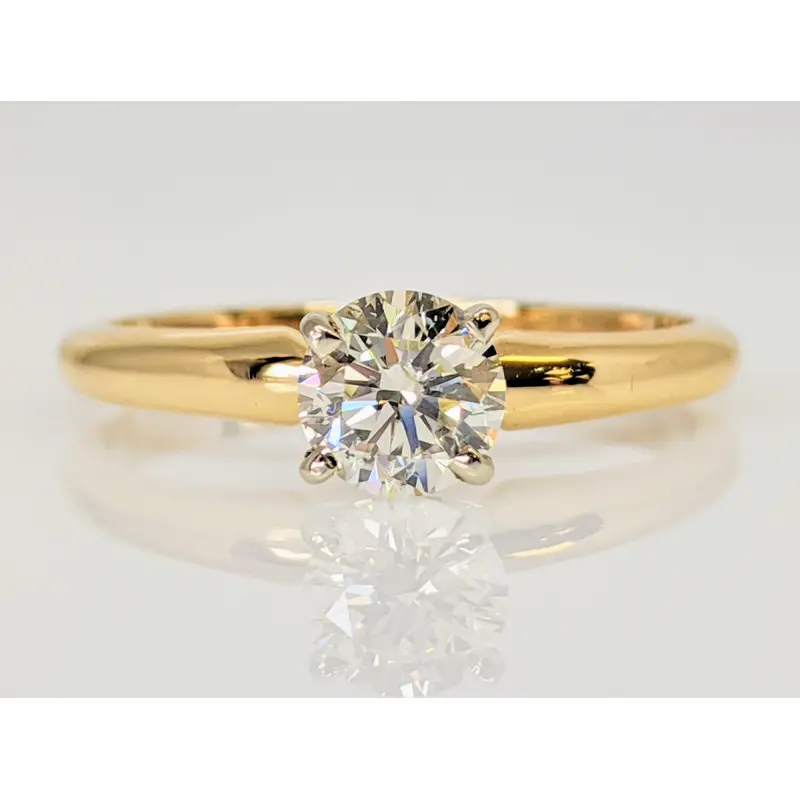 14K .52 CARAT TOTAL I1 L DIAMOND ROUND 4-PRONG SOLITAIRE ESTATE RING 2.0 GRAMS