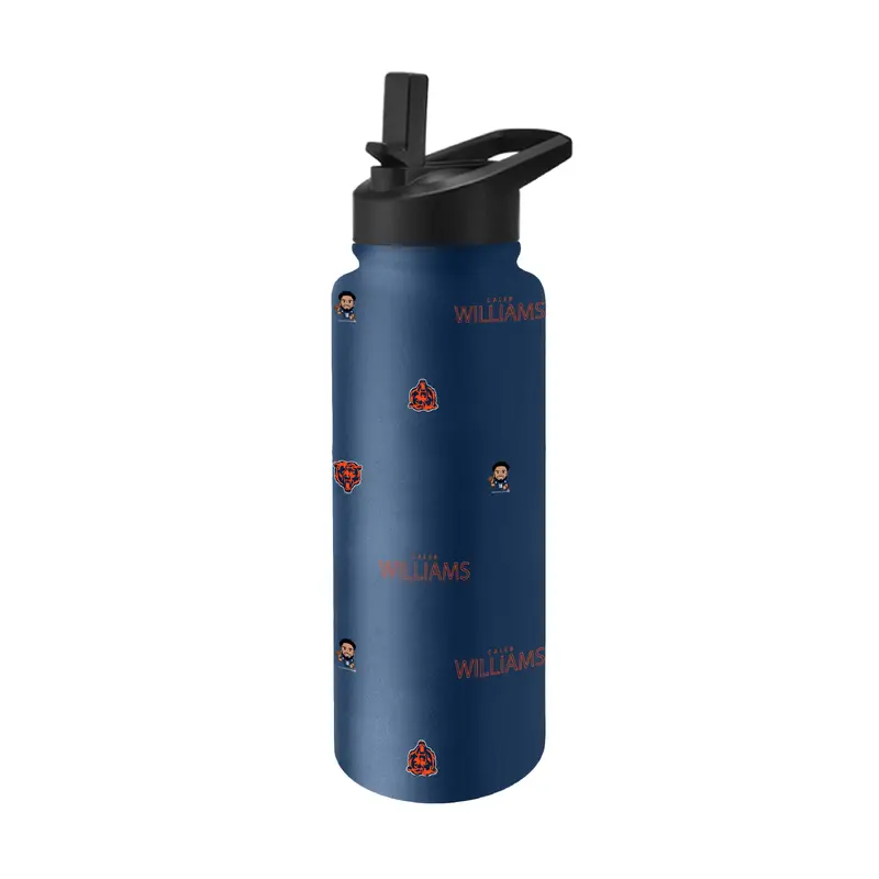 Chicago Bears Caleb Williams Caricature Step And Repeat 34oz Quencher Bottle
