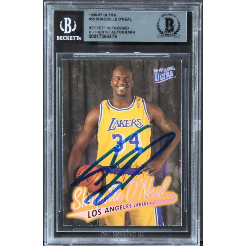 Lakers Shaquille O'Neal Authentic Signed 1996 Ultra #55 Card BAS Slabbed