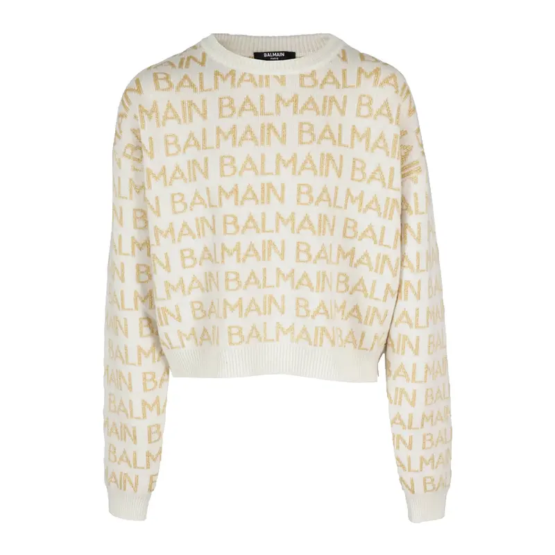 BALMAIN SWEATSHIRT ALLOVER GOLD BT4R00 100OR