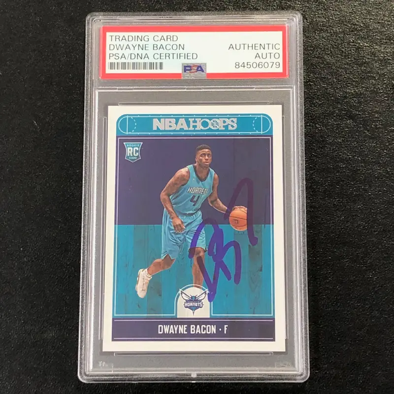 2017-18 NBA Hoops #290 Dwayne Bacon Signed Card AUTO PSA/DNA Slabbed RC Hornets