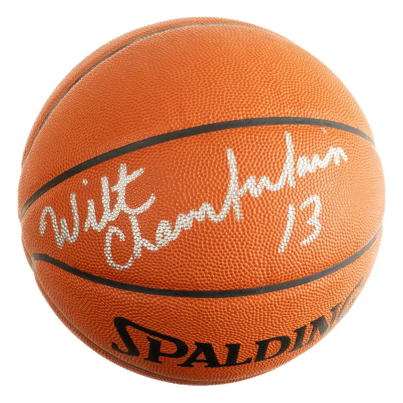 Beautiful Wilt Chamberlain Signed Spalding Official NBA Game Basketball JSA COA