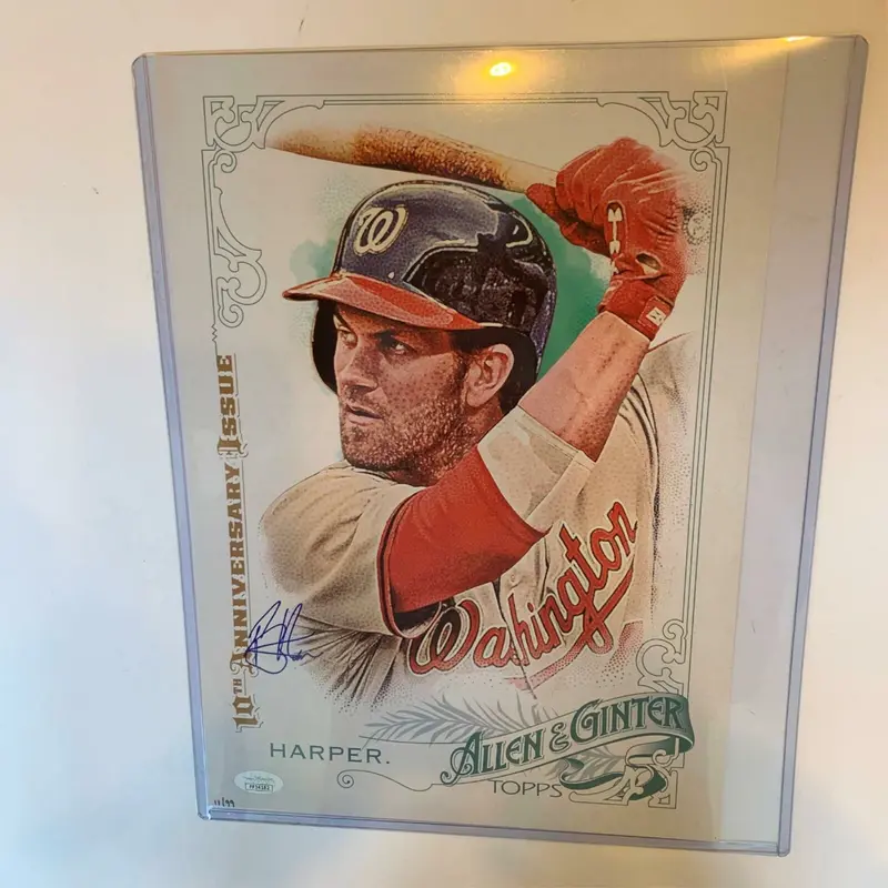 Bryce Harper Rookie Signed Jumbo Topps Allen & Ginter Baseball Card Photo JSA