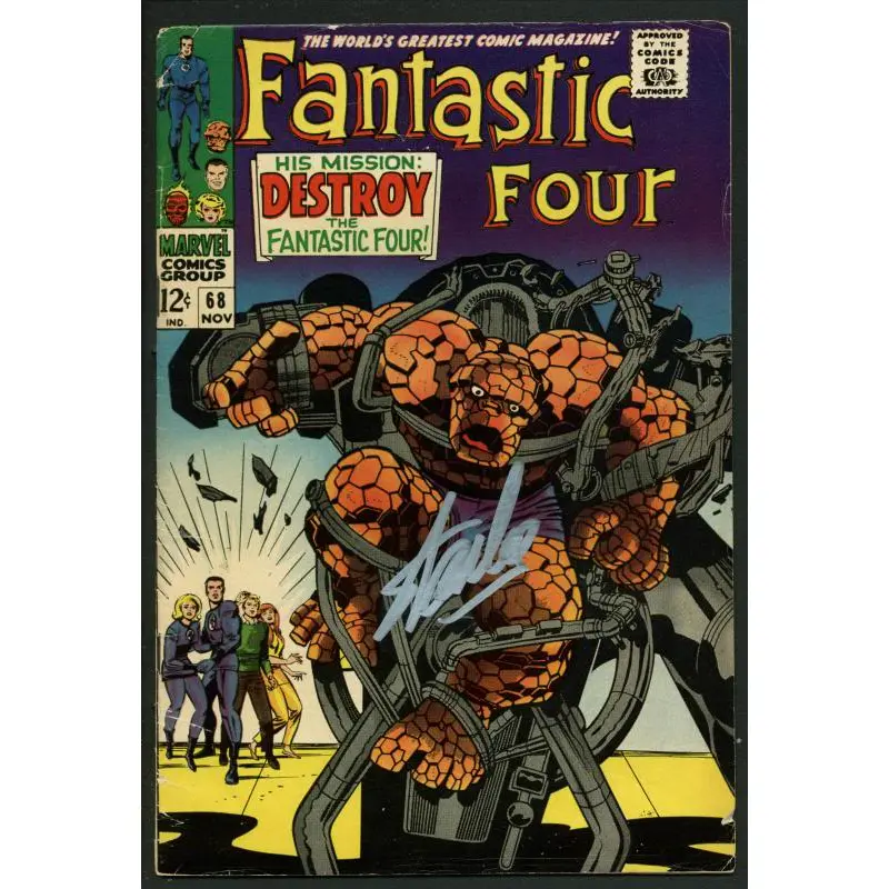Stan Lee Signed Fantastic Four #68 Comic Book Mission: Destroy PSA/DNA #W18645
