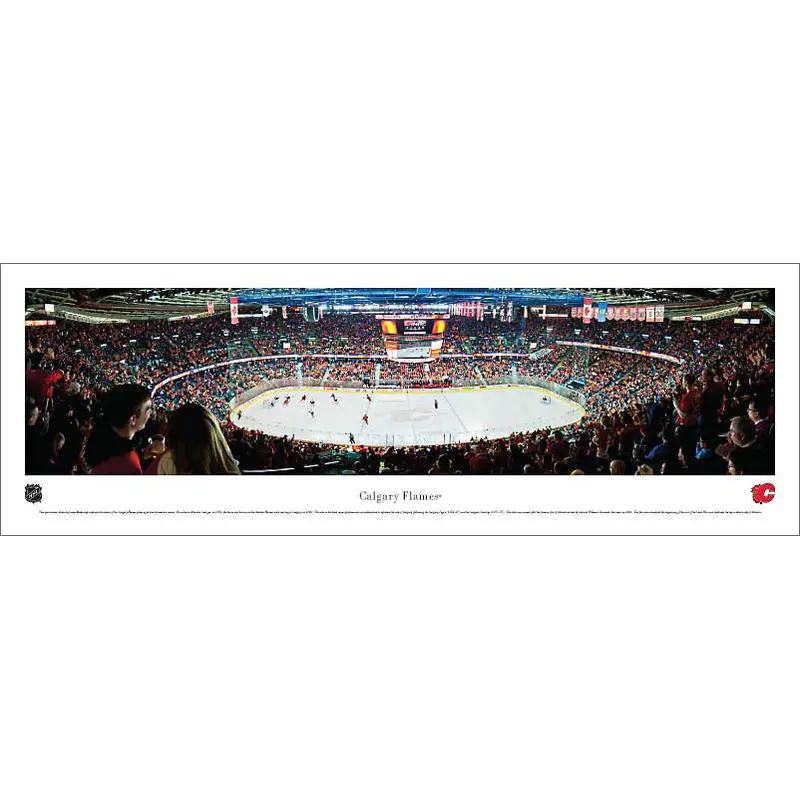 Calgary Flames Saddledome Game Night NHL Hockey Panoramic Print - Blakeway Worldwide
