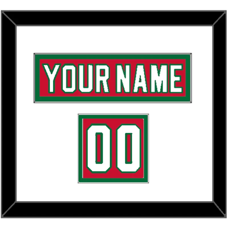 New Jersey Nameplate & Number (Shoulder) - Heritage Red (2010-2017) - Double Mat 1