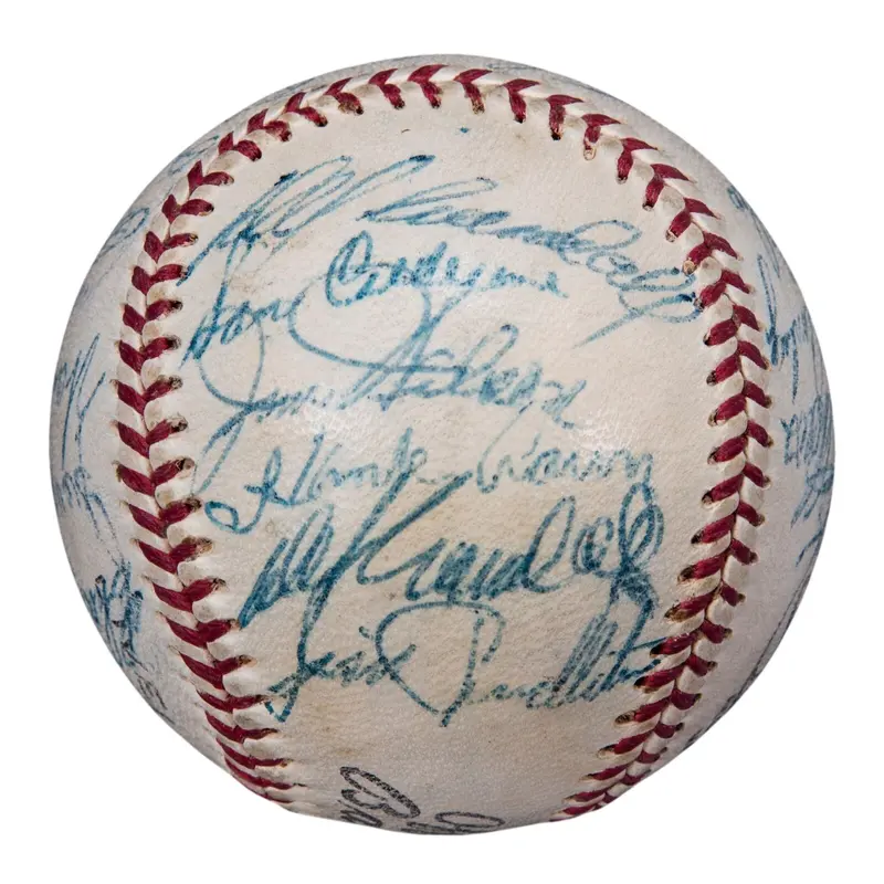 Nice 1954 Hank Aaron Rookie Milwaukee Braves Team Signed Baseball Beckett COA