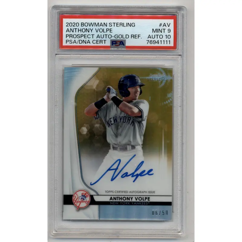 Anthony Volpe 2020 Bowman Sterling Prospect Gold Refractor Auto 06/50 PSA 9 Mint