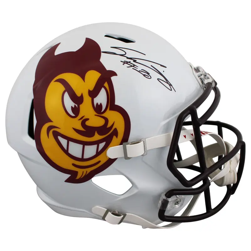 Arizona State Sam Leavitt Signed White Full Size Speed Rep Helmet BAS Witnessed