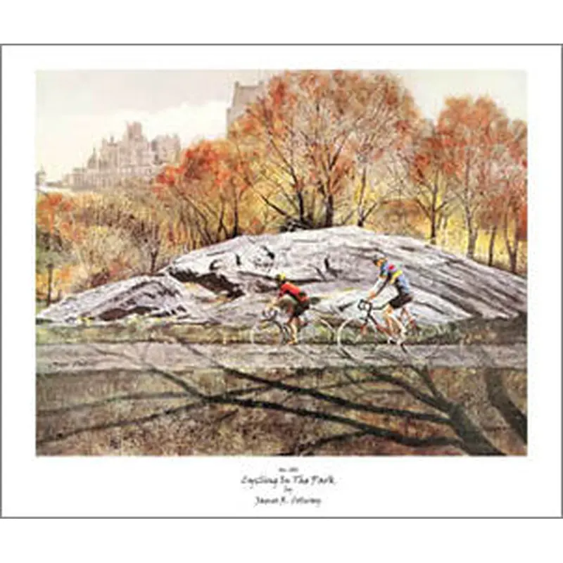 Cycling Art "Cycling in Central Park" Poster Print - Aaron Ashley 1982