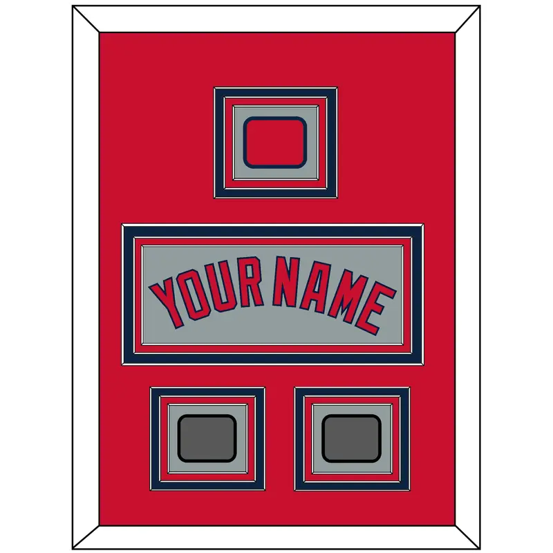 Boston Name, Logo Patch & Two World Series Jersey Patches - Road Gray - Triple Mat 2