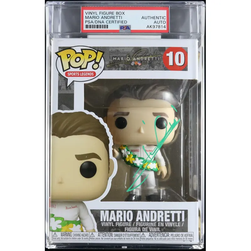 Mario Andretti Signed Funko Pop PSA/DNA Encapsulated NASCAR