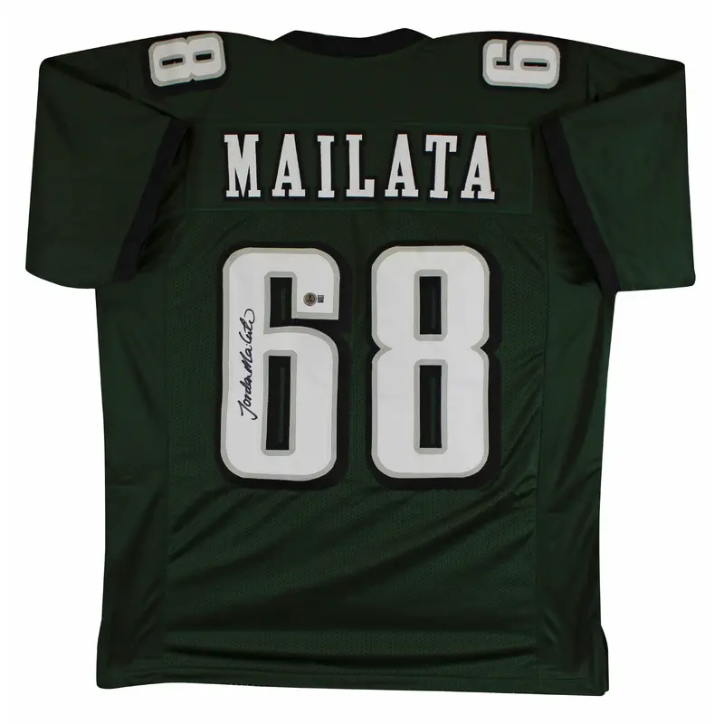 Jordan Mailata Authentic Signed Green Pro Style Jersey Autographed BAS Witnessed