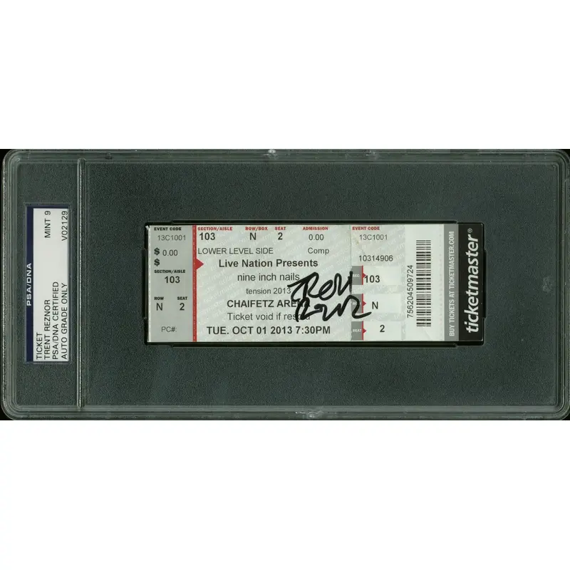 Trent Reznor Nine Inch Nails Signed Ticket Stub Auto Graded Mint 9! PSA Slabbed