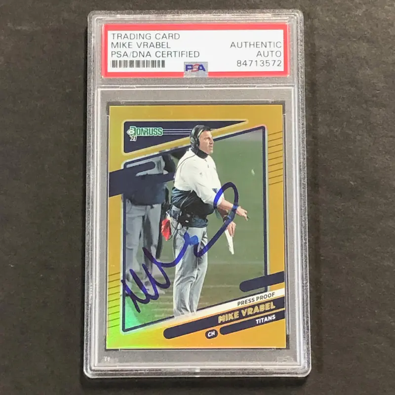 2021 Donruss Panini #12 Mike Vrabel Signed Card PSA Slabbed Titans