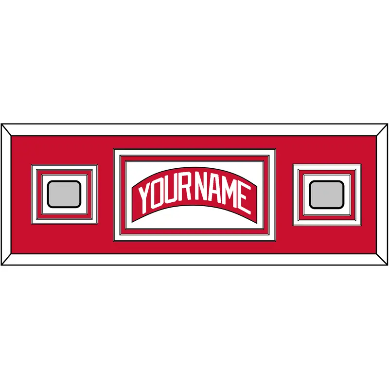 Detroit Nameplate & 2 Stanley Cup Finals Patch - Home Red (2007-2017) - Triple Mat 2