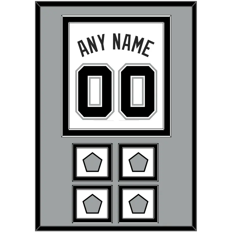 San Antonio Name & Numbers With 4 Finals Patches - Home White (2002-2017) - Double Mat 4