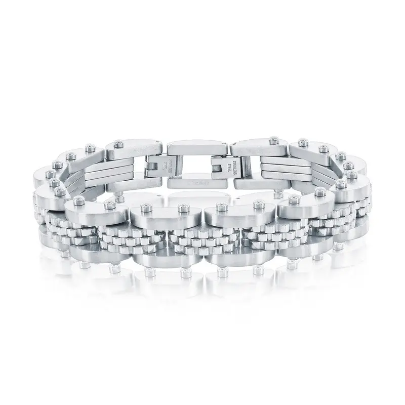 Stainless Steel Textured Linked Bracelet