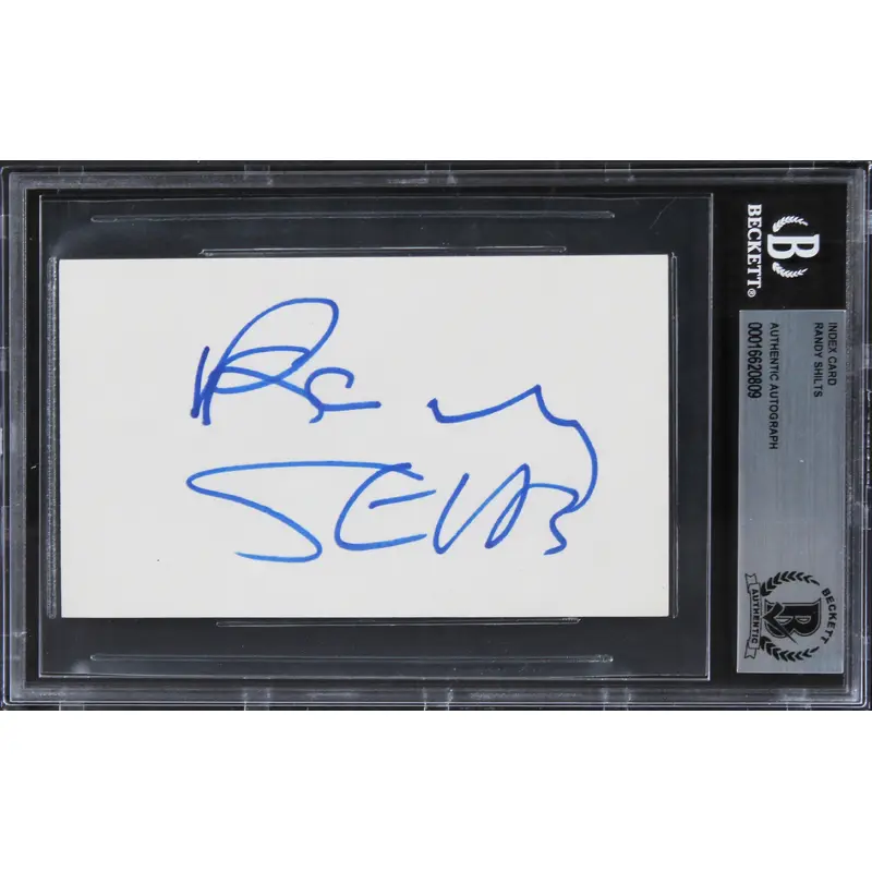 Randy Shilts And the Band Played On Authentic Signed 3x5 Index Card BAS Slab 2