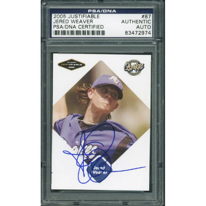 Angels Jered Weaver Signed Card 2005 Justifiable Rookie #87 PSA/DNA Slabbed